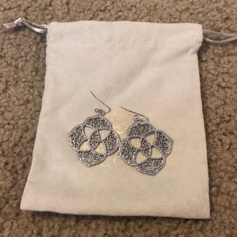 Silver Kendra Scott logo earrings